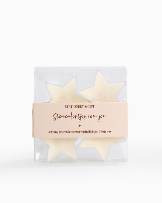 Stationery & gift: Kaarsjes Waxinehartjes creme - sterrenlichtjes voor jou