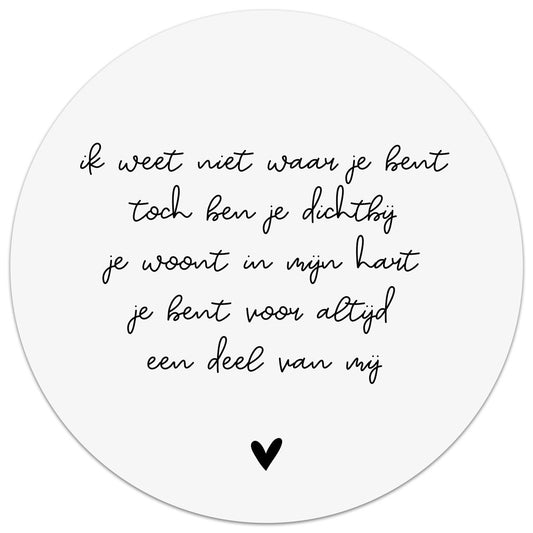 Zoedt: muurcirkel 20 cm - ik weet niet waar je bent