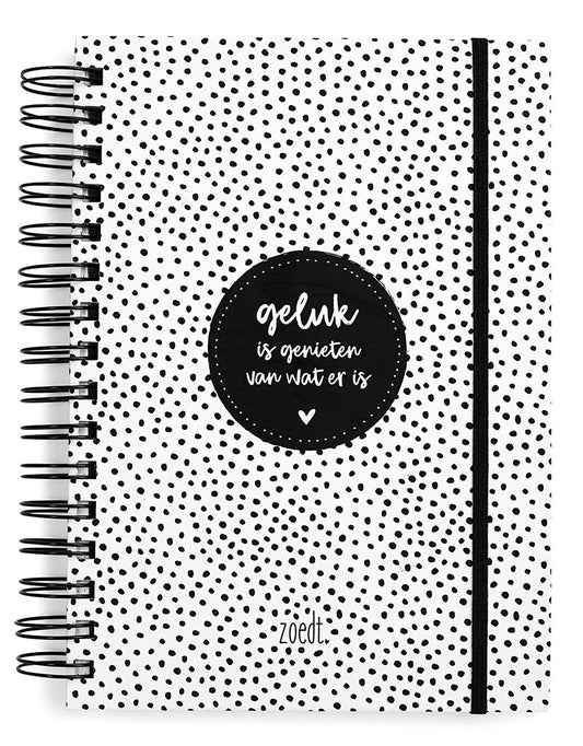 Zoedt Bullet journal Geluk is genieten van wat er is met stippen patroon - A5 formaat