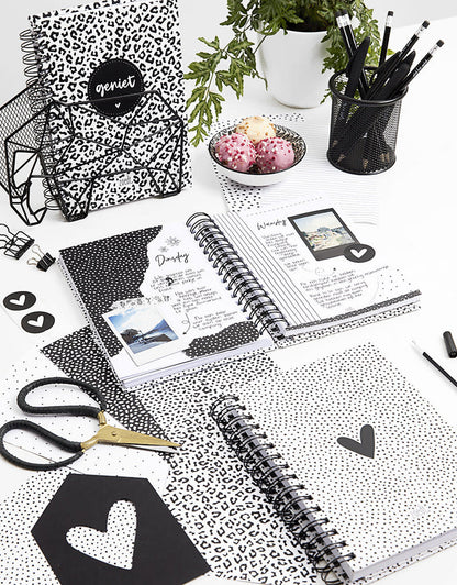 Zoedt Bullet journal Geluk is genieten van wat er is met stippen patroon - A5 formaat