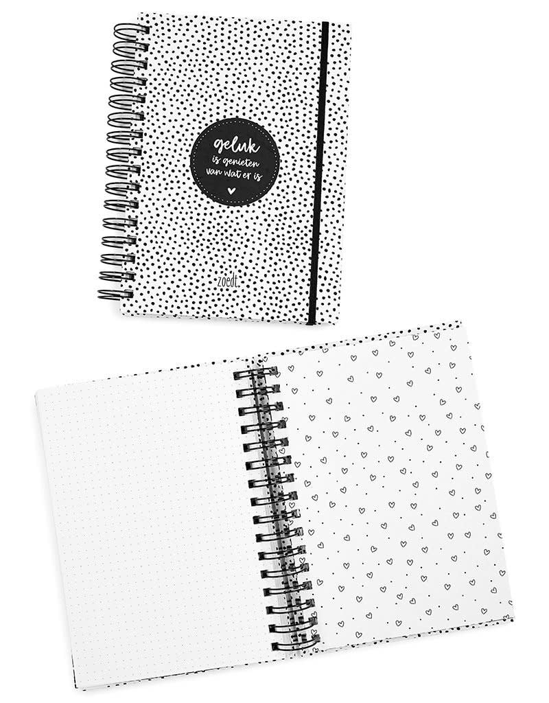 Zoedt Bullet journal Geluk is genieten van wat er is met stippen patroon - A5 formaat