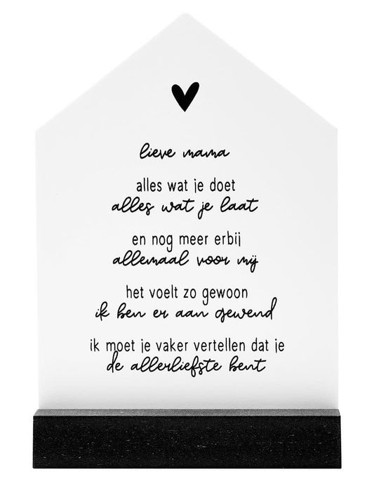 Zoedt: Lieve mama, cadeautje: huisje met gedicht voor de allerliefste moeder