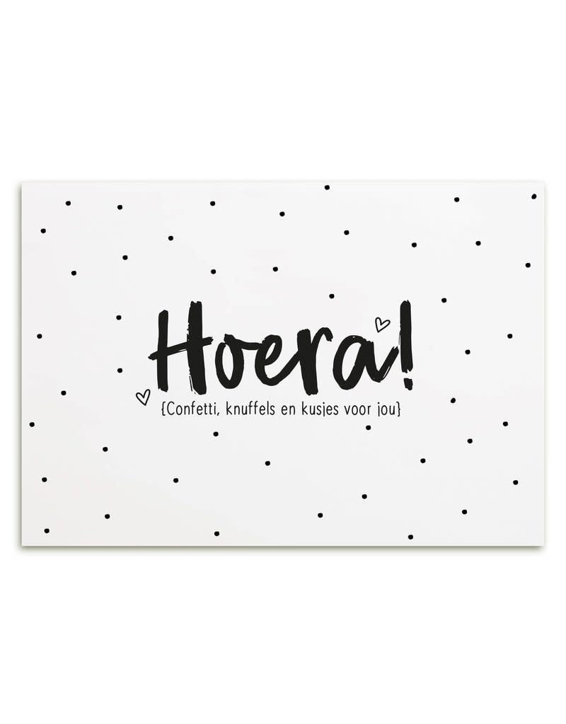 Zoedt: kaart a6 - Hoera confetti, knuffels en kusjes voor jou