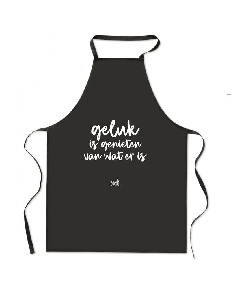 Zoedt keuken schort Geluk is genieten van wat er is