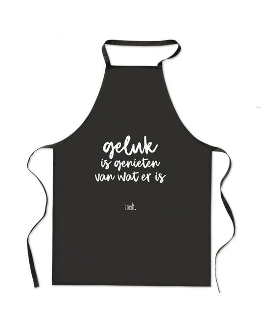 Zoedt keuken schort Geluk is genieten van wat er is