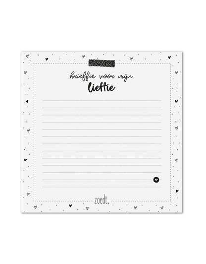 Zoedt Notitieblok 'Brieffie voor mijn lieffie' |145x145mm