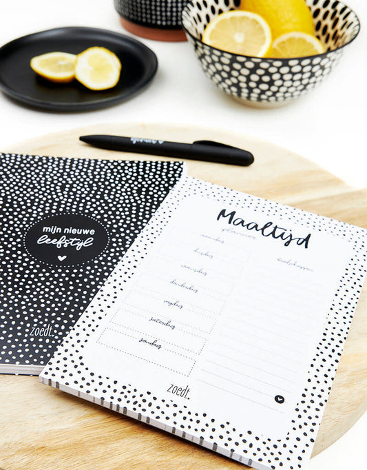 Zoedt: Notitieblok maaltijdplanner A5 - dots patroon