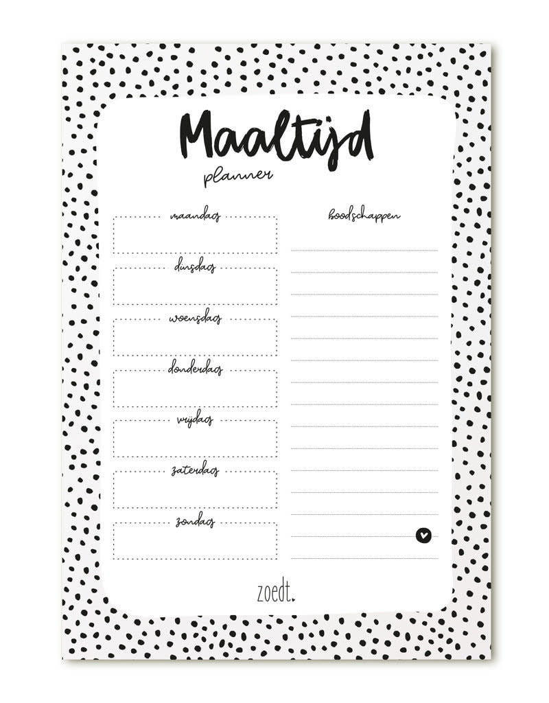 Zoedt: Notitieblok maaltijdplanner A5 - dots patroon