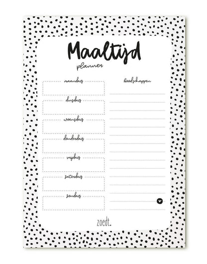 Zoedt: Notitieblok maaltijdplanner A5 - dots patroon