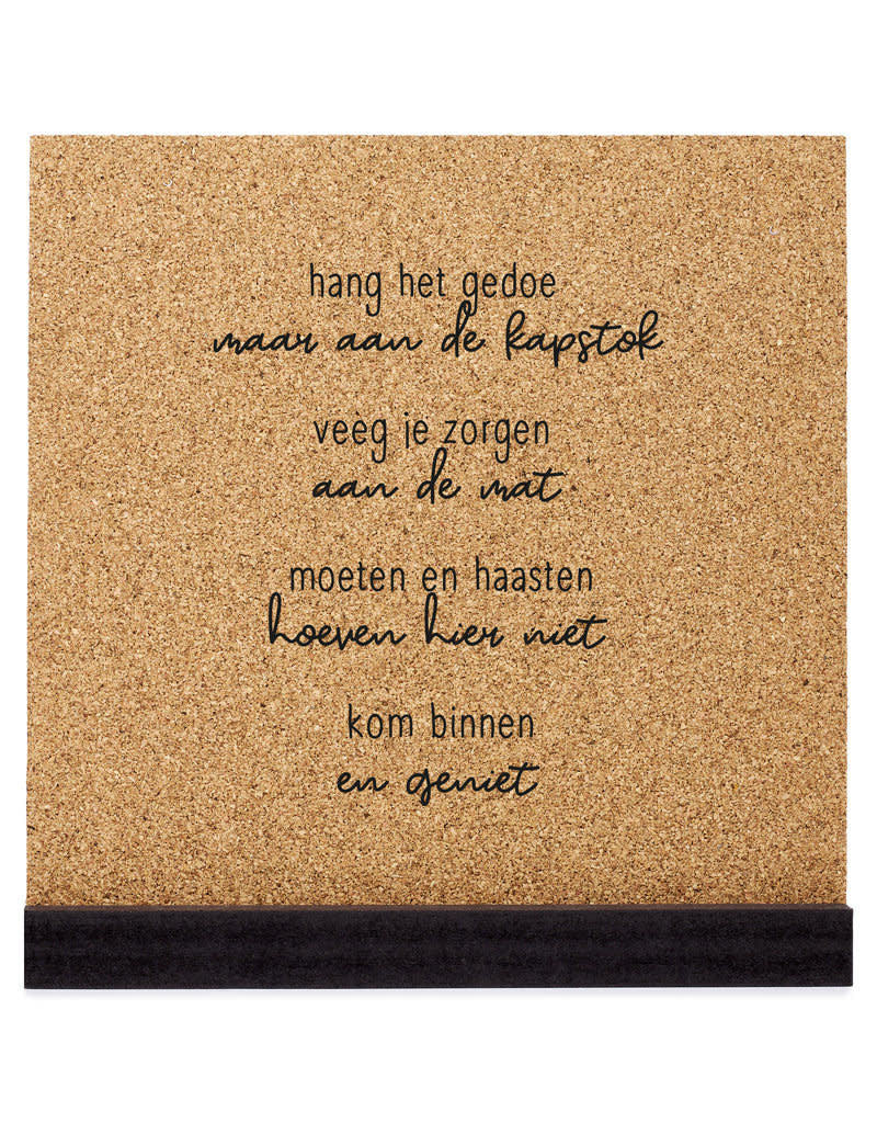 Zoedt Poster kurk vierkant 20 cm  "kom binnen en geniet"