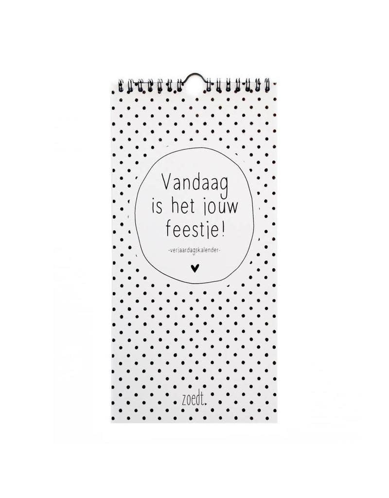 Zoedt verjaardagskalender zwart wit