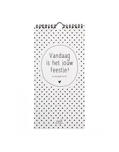 Zoedt verjaardagskalender zwart wit