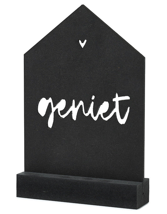 zoedt zwarte houten kaart huisje met standaard - geniet