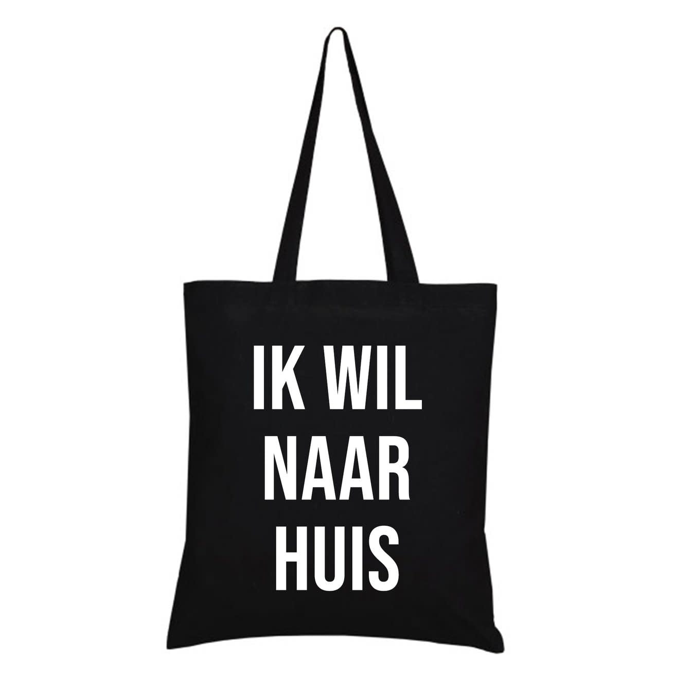 Karen François:  totebag - IK WIL NAAR HUIS - zwart