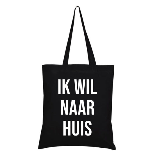 Karen François:  totebag - IK WIL NAAR HUIS - zwart